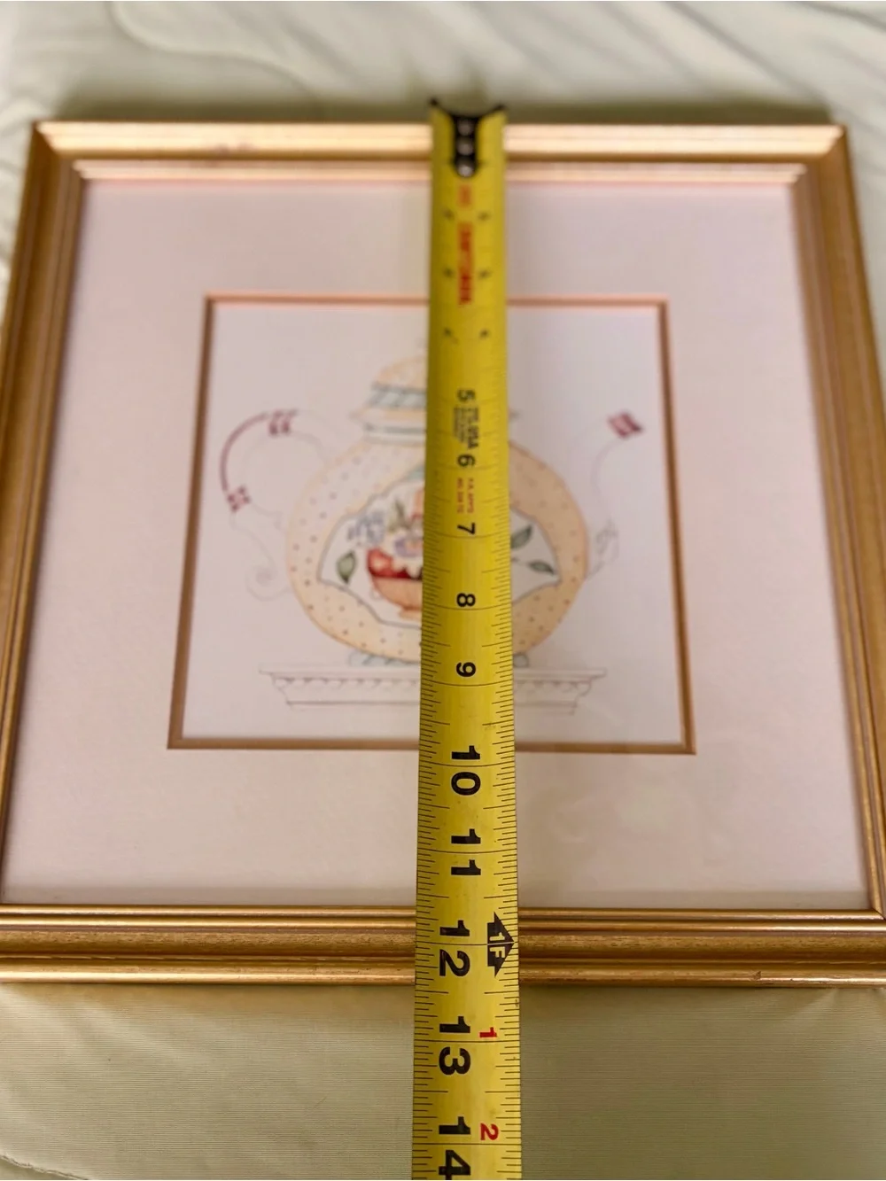 Framed Dainty + Elegant Floral Teapot Art Print in Gold Frame Wall Decor